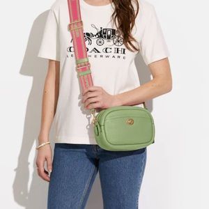 NEW Coach Real Leather Camera Bag in Pistachio w/ 2 strap choices
